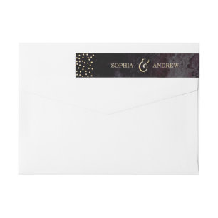 Modern glam black faux gold glitter monogram wrap around label