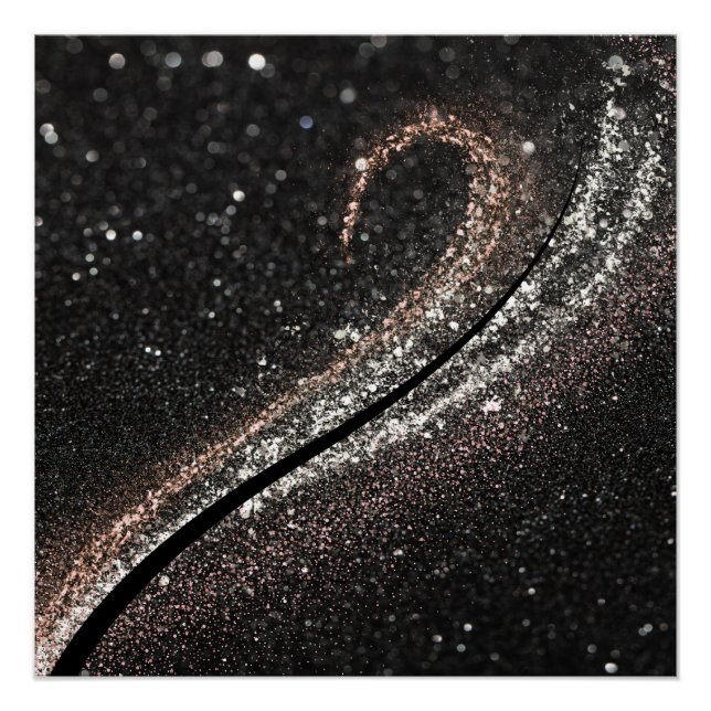 Modern Glam Black Glitter Poster (Front)