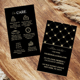 Modern Glam Black Gold Crown Cake Care Business Card