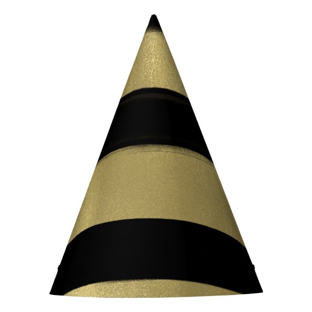 Modern Glam Black & Gold Paint Stroke Stripe Party Party Hat (Front)