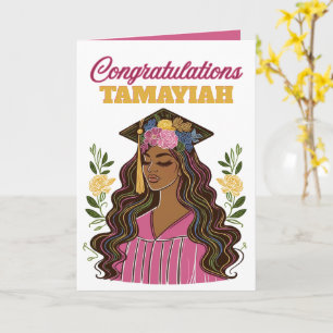 Modern Glam Black Woman Graduation Card