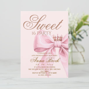 Modern Glam Blush Pink Sweet 16 Party Invitation