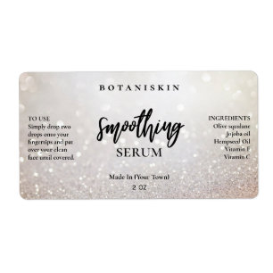Modern Glam Bokeh Silver Face Serum Labels