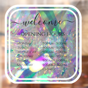 Modern Glam Business Hours   Window Decal 