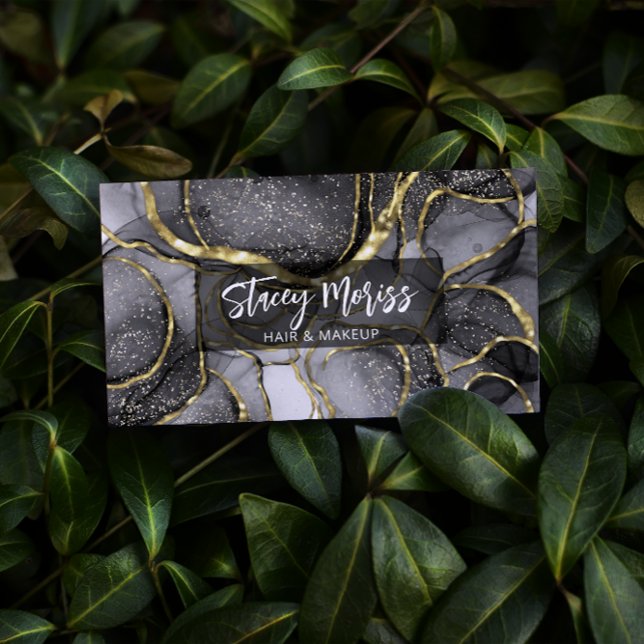 Modern Glam Chic Elegant Gold Black & White Business Card (Creator Uploaded)