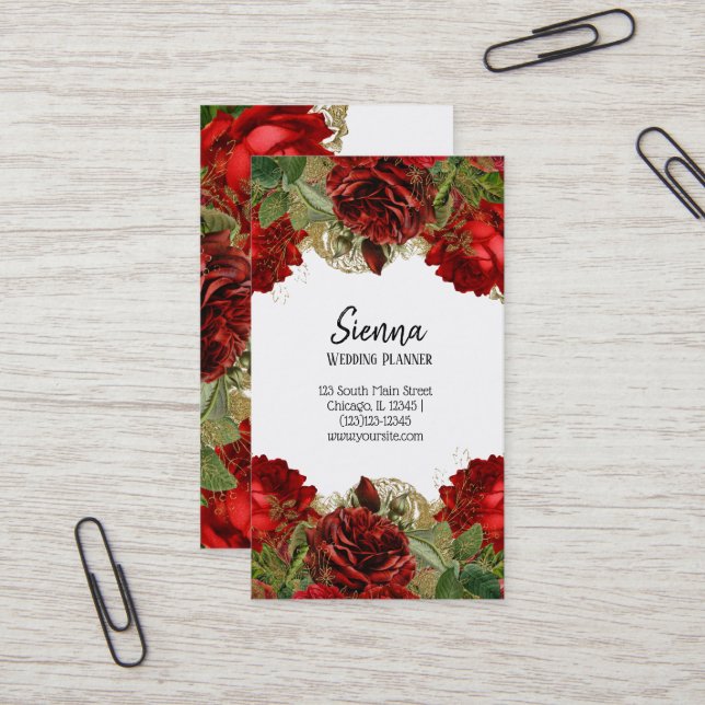 Modern Glam Chic Flowers Business Card (Front/Back In Situ)