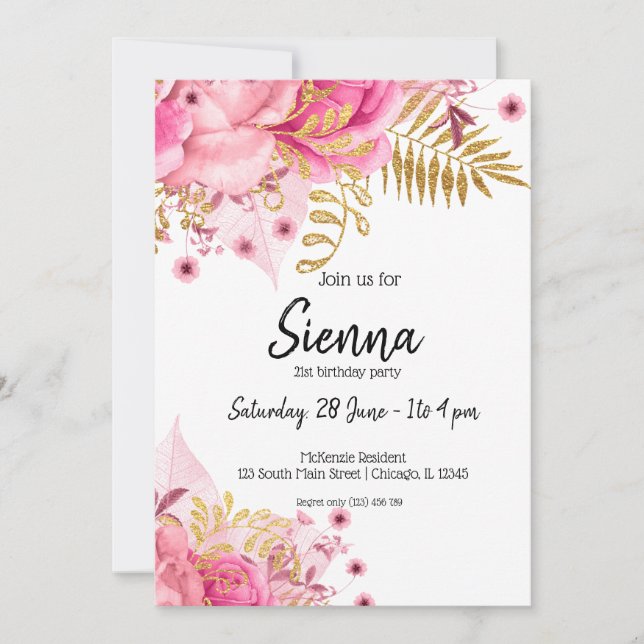 Modern Glam Chic Flowers for all occasions Invitation (Front)