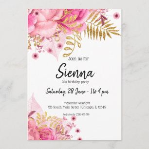 Modern Glam Chic Flowers for all occasions Invitation