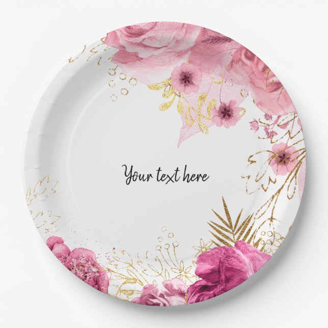Modern Glam Chic Flowers for all occasions Paper Plate (Front)