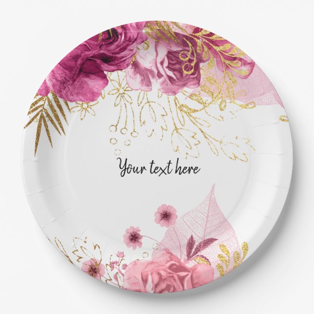 Modern Glam Chic Flowers for all occasions Paper Plate (Front)