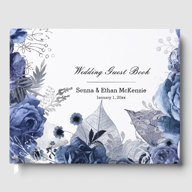 Modern Glam Chic Flowers Guest Book (Front)