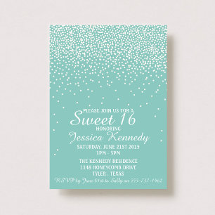 Modern Glam Confetti Sweet 16 Birthday Invitation