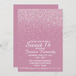 Modern Glam Confetti Sweet 16 Birthday Invitation