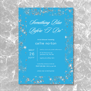 Modern Glam Diamond Something Blue Bridal Shower Invitation