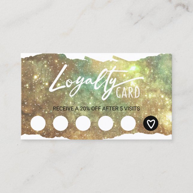 Modern Glam Glitter Beauty Salon & Spa Customer Loyalty Card (Front)