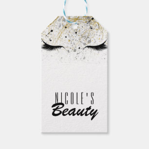 Modern Glam Gold Silver Black Eyelashes Beauty Gift Tags