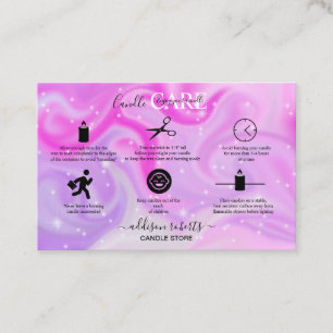 Modern Glam Iridescent Sparkle Candle Care Business Card