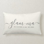 Modern Glam-ma Chic Script Fun Minimalist Grandma Lumbar Cushion<br><div class="desc">Fun modern Glam-ma throw pillow featuring a charcoal handwritten script lettering and your custom text below. Personalise with your own names and date established. This would make the perfect gift for a wonderful grandma for Valentine's Day, Christmas, or the arrival of a new baby. The grey and ivory tones will...</div>