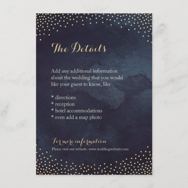 Modern glam night faux gold glitter detail card (Front)