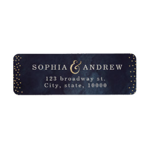 Modern glam night gold glitter return address label