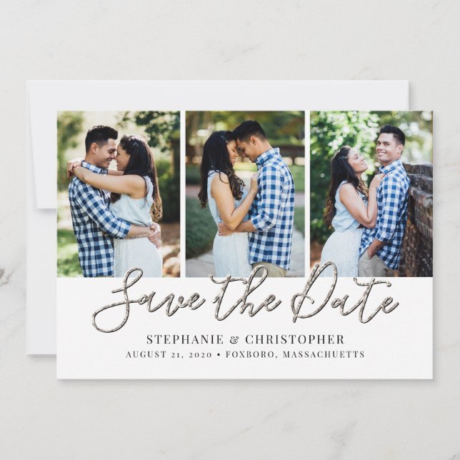 Modern Glam Photo Collage Save The Date (Front)