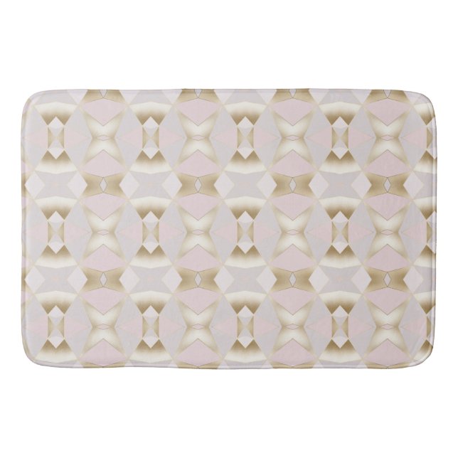 Modern Glam Pink Gold Kaleidoscope Geometric  Bath Mat (Front)