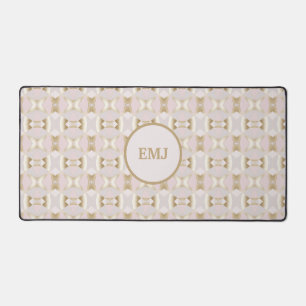 Modern Glam Pink Gold Kaleidoscope Geometric  Desk Mat