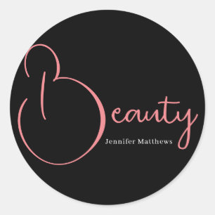 Modern glam pink neon beauty technician manicurist classic round sticker