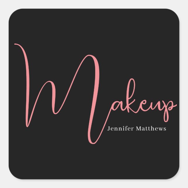 Modern glam pink neon beauty technician manicurist square sticker (Front)