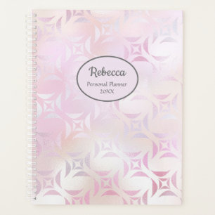 Modern Glam Pink Silver Personalise Name Planner