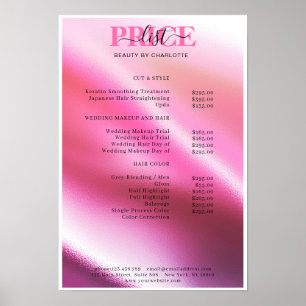Modern Glam Price List Poster