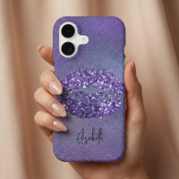 Modern Glam Purple Glittery Kiss Lipstick Imprint