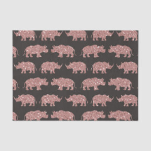 Modern Glam Rose Gold Glitter Striped Rhinos Tissue Paper