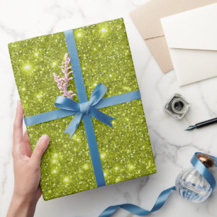 Modern Glam Shimmer Sparkle Yellow  Green Glitter Wrapping Paper