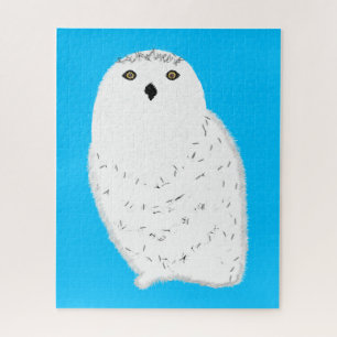 Modern glam snow owl jigsaw puzzle