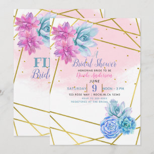 Modern Glam Southwest Fiesta Floral Succulents Invitation