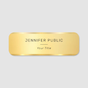 Modern Glam Template Trendy Faux Gold Employee Name Tag