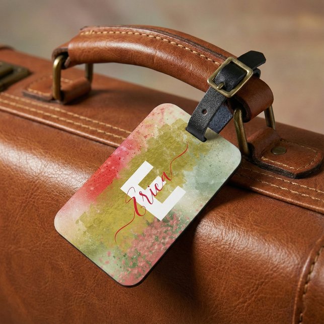 Modern Glam Trendy Abstract Calligraphy Script  Luggage Tag (Creator Uploaded)