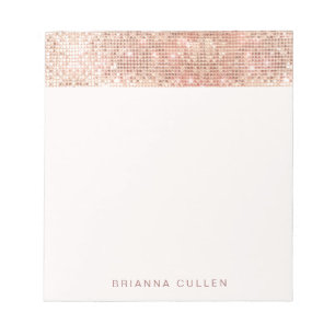 Modern Glam Trendy Rose Gold Sequin Notepad