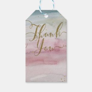 Modern Glam Watercolor Gold  Elegant Thank You Gift Tags