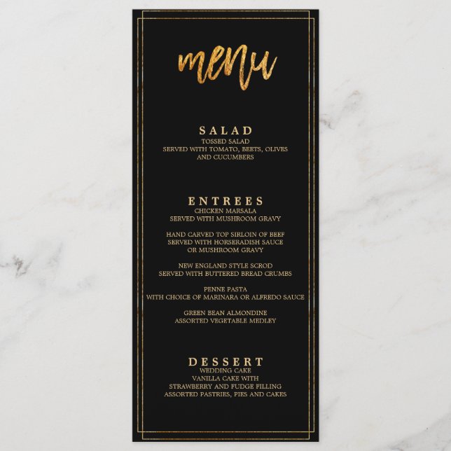 MODERN GLAM  wedding dinner menu (Front)