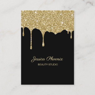 Modern Glamor Gold Black Glitter Business Card