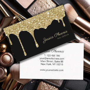 Modern Glamor Gold Black Glitter Business Card