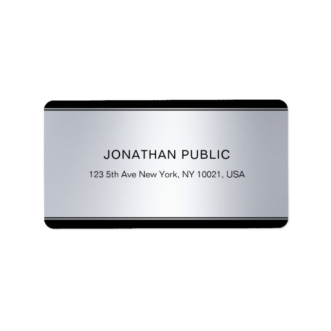Modern Glamorous Black Silver Template Elegant Label (Front)