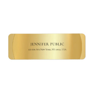 Modern Glamour Faux Gold Elegant Return Address Label