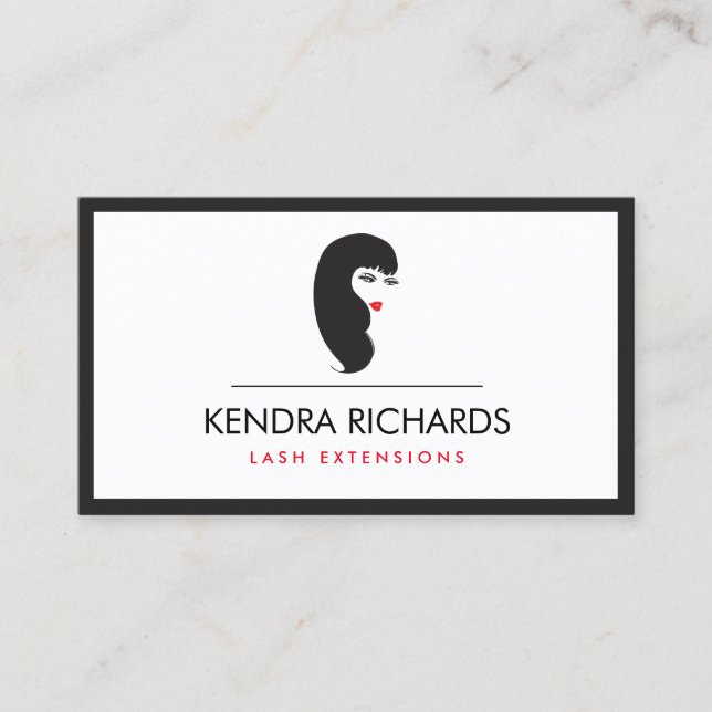 Modern Glamour Girl with Lashes Business Card (Front)