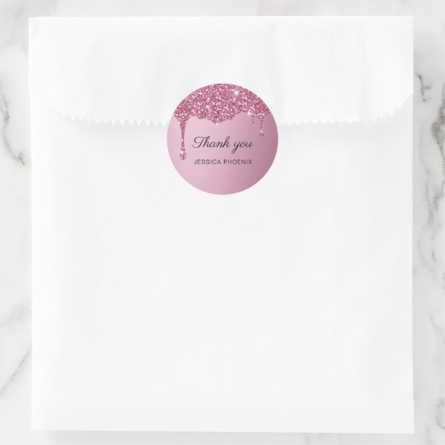 Modern Glamour Glitter Classic Round Sticker (Bag)