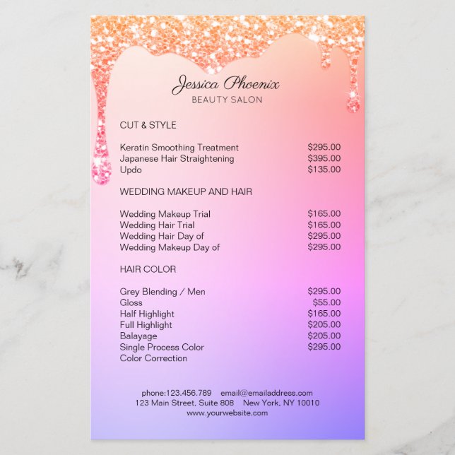Modern Glamour Rainbow Glitter Drops Flyer (Front)