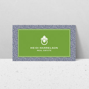 Modern Glamour Realtor, Real Estate Blue/Green Business Card