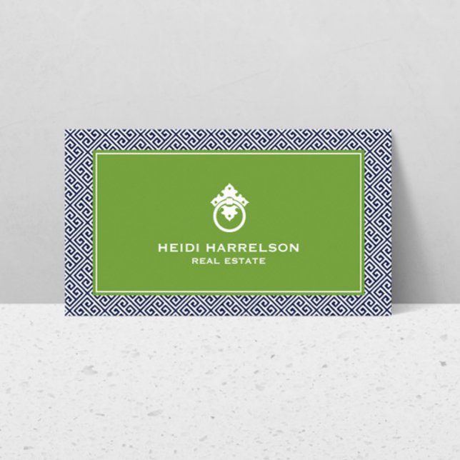 Modern Glamour Realtor, Real Estate Blue/Green Business Card (Creator Uploaded)